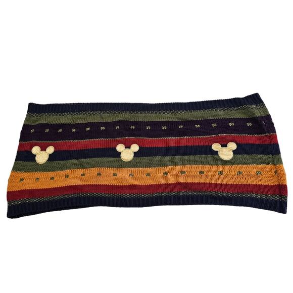 Disney Mickey Mouse Scarf Infinity Knitted Multicolor Red Yellow Green Cozy - Picture 6 of 12